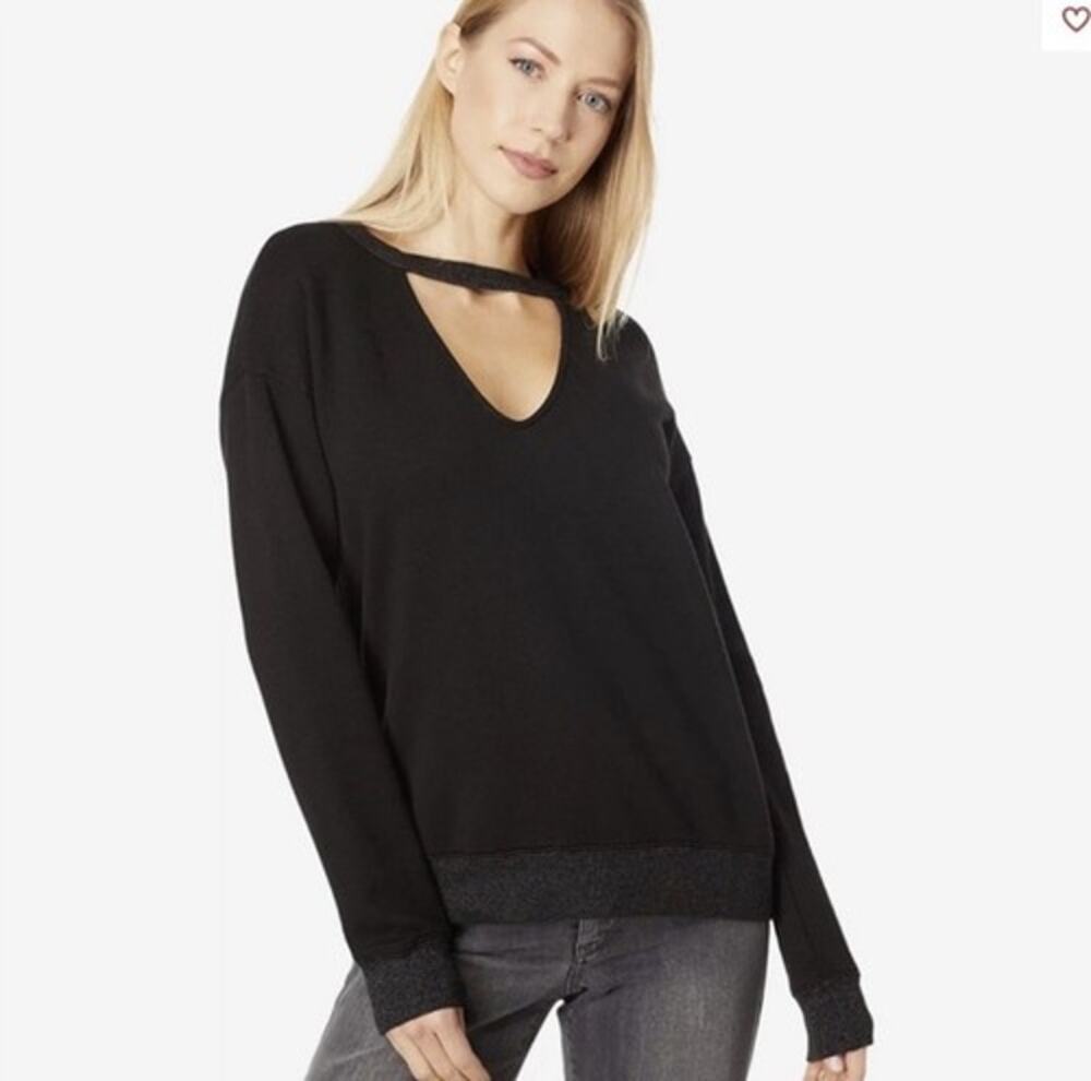 n:Philanthropy Pria Pullover Sweatshirt Women Size XS Black Long Sleeve Cut-Out